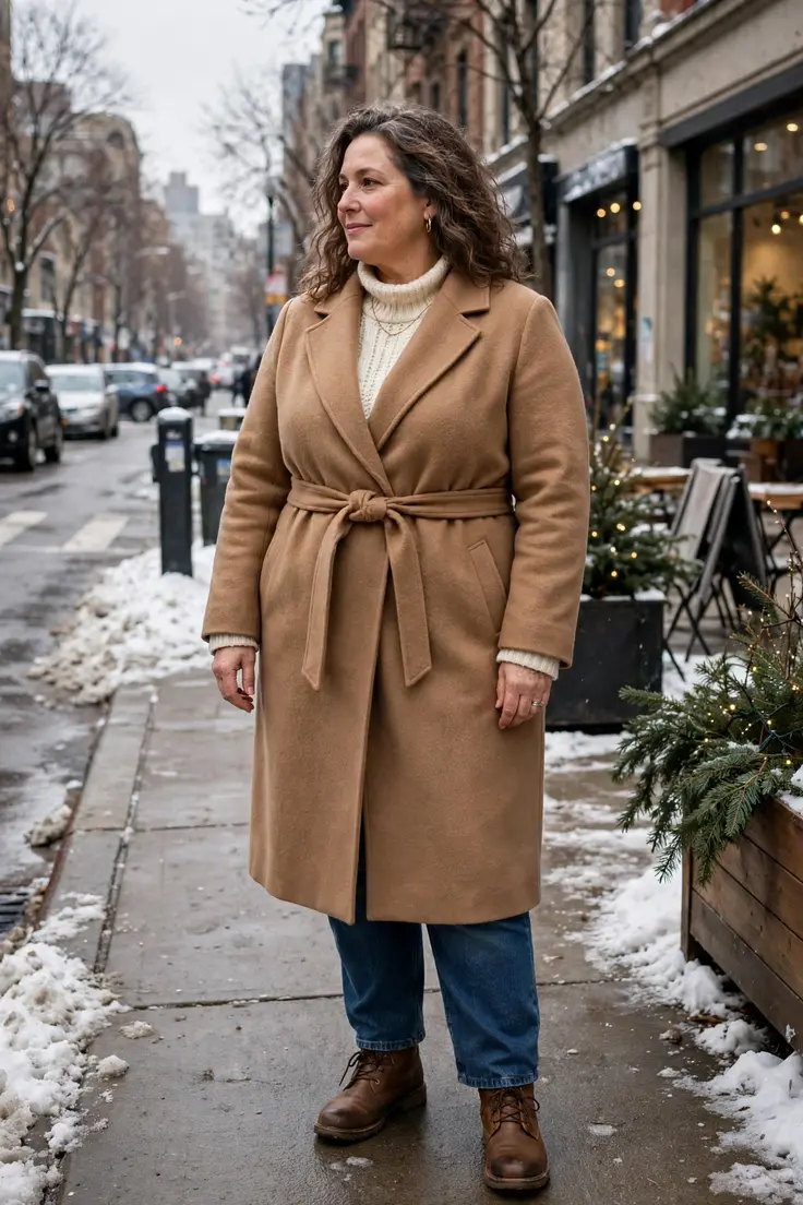 Classic Wool Wrap Coat plus size winter coat