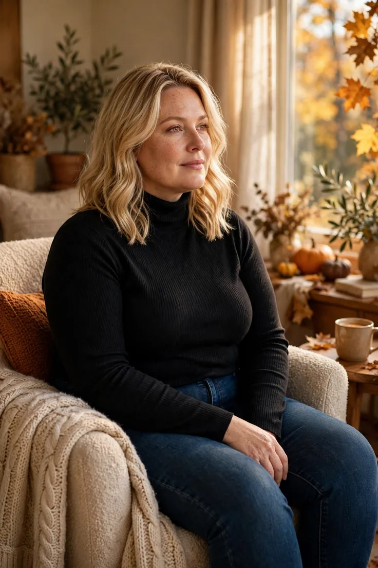 Black turtleneck plus size fall basic