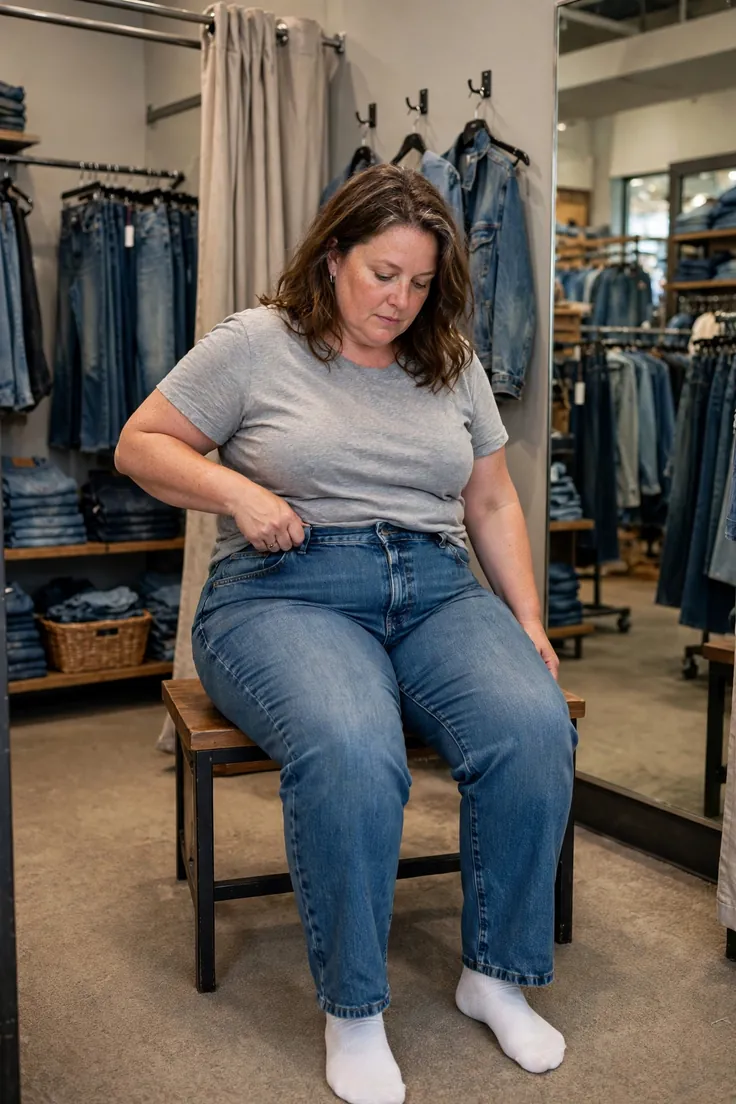 The Waistband Test plus size jeans fitting guide