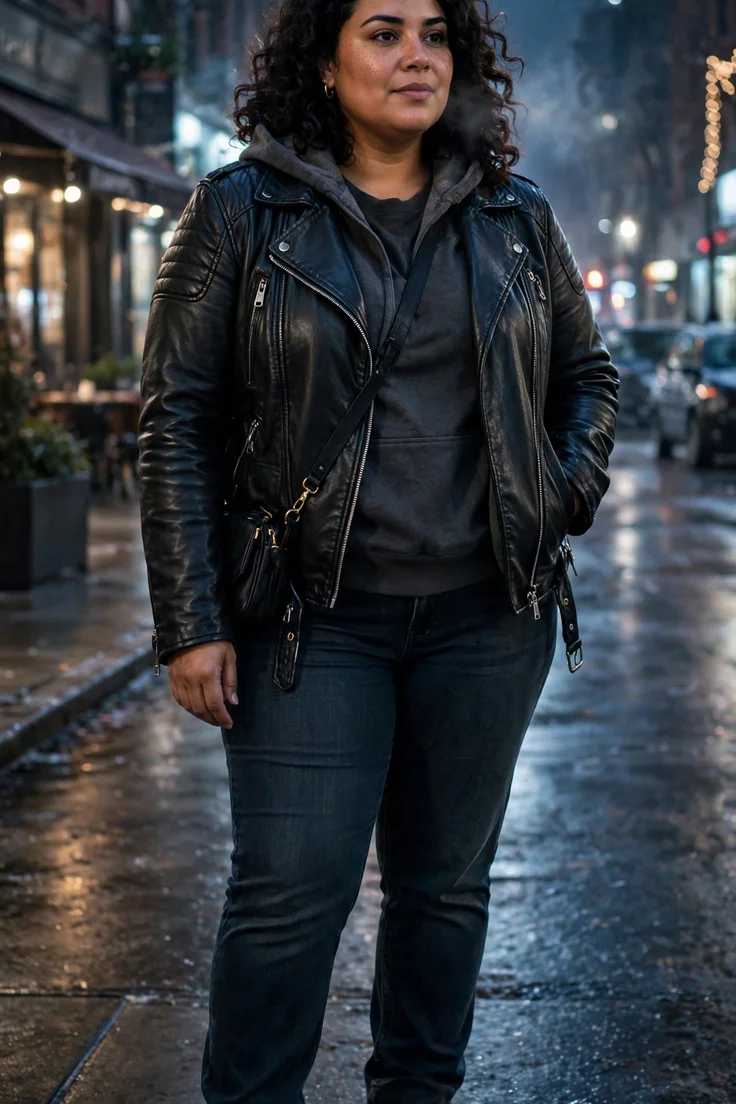 Faux-Leather Moto Jacket plus size winter coat