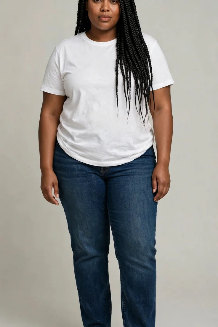 Dark wash jeans plus size capsule wardrobe essential