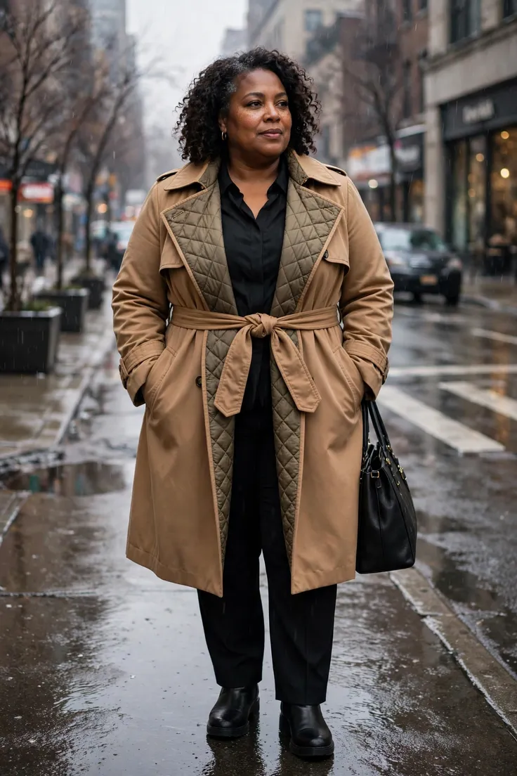 Belted Trench Coat Winter Version plus size winter coat
