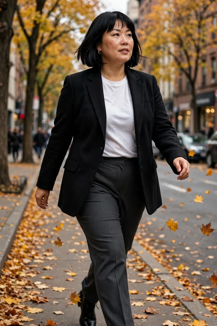 Black blazer plus size fall basic