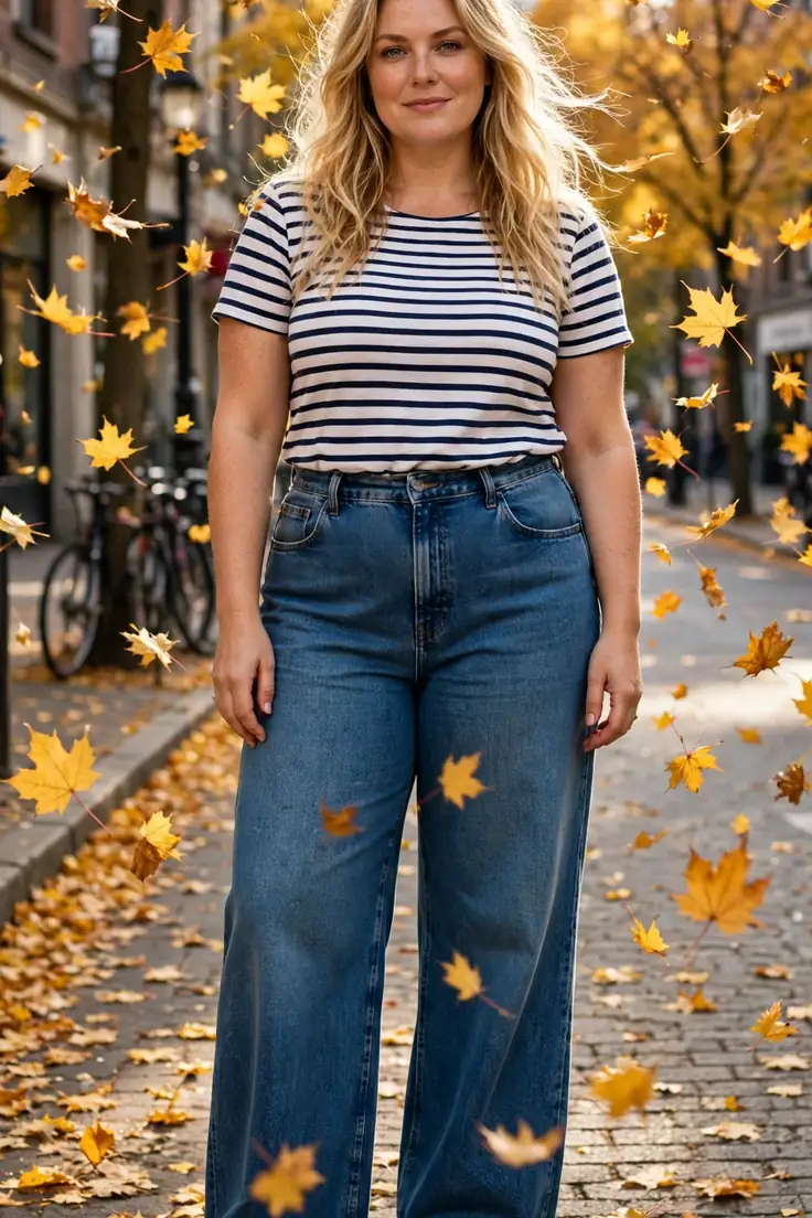 High waisted wide leg jeans plus size fall basic