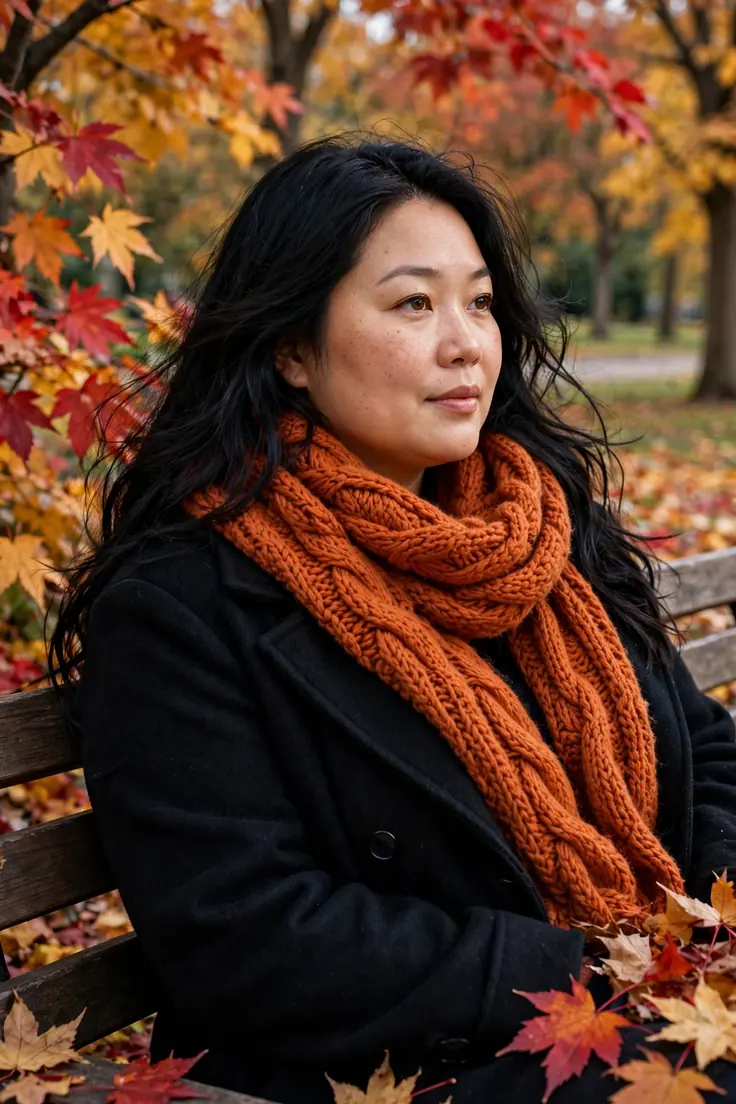 Chunky knit scarf plus size fall basic