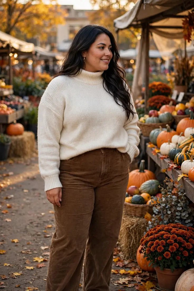 Corduroy pants plus size fall basic