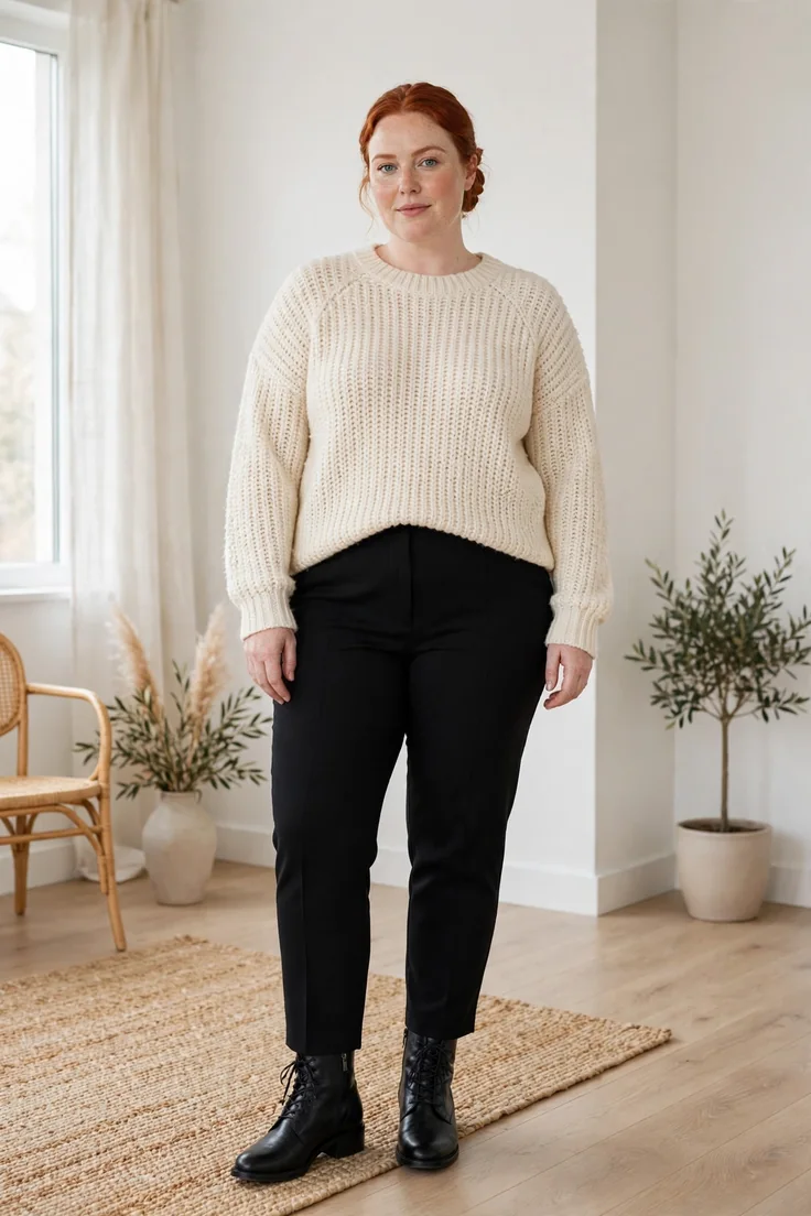 Black ankle boots plus size capsule wardrobe essential