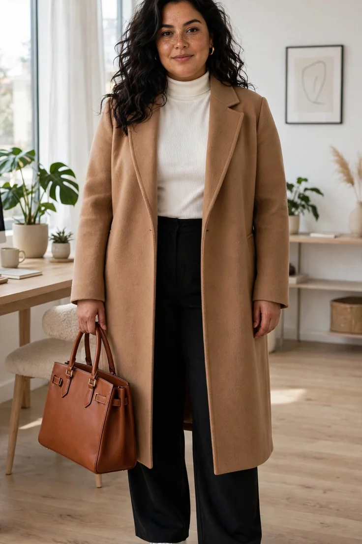 Structured leather tote plus size capsule wardrobe essential