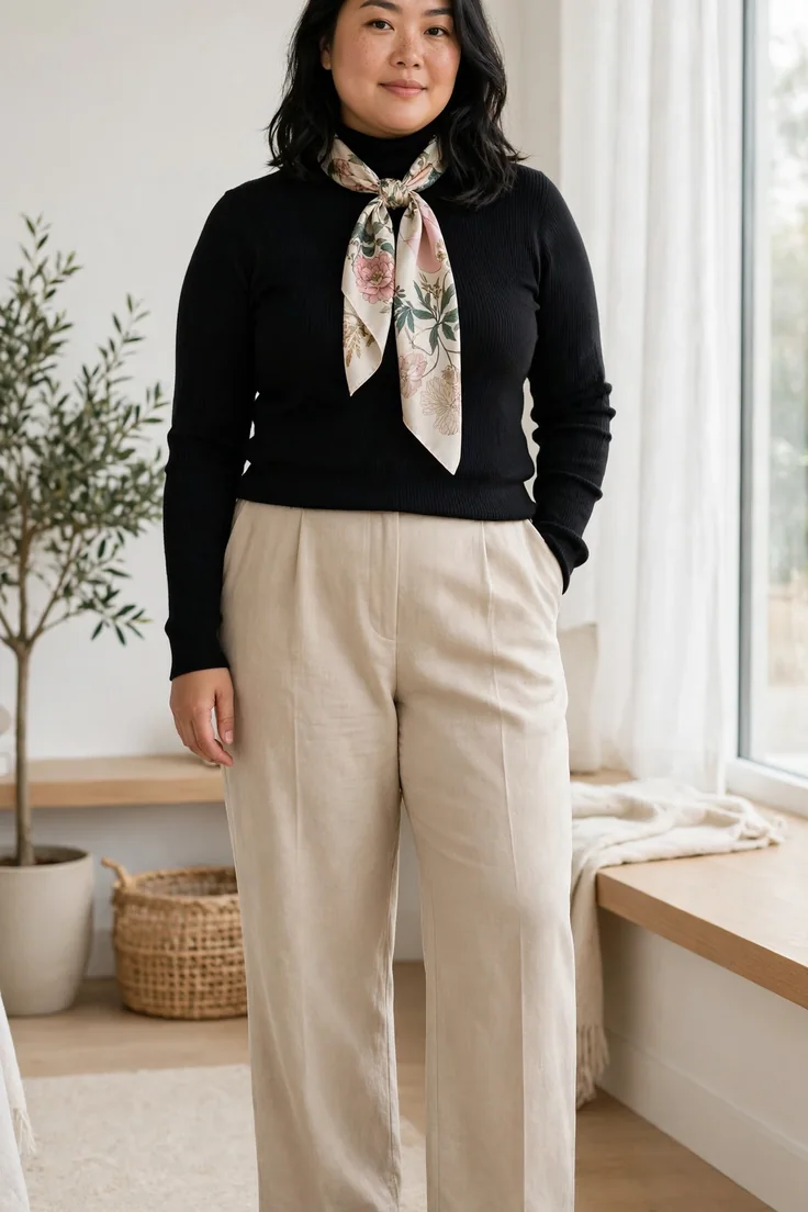 Silk scarf plus size capsule wardrobe essential